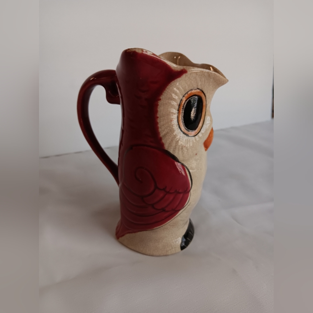 Vintage Owl Shaped Ceramic Pitcher, Made In Japan